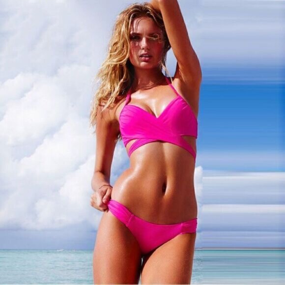 Victoria's Secret Other - Victorias Secret The Wrap Halter Bikini Top in Neon Lotus